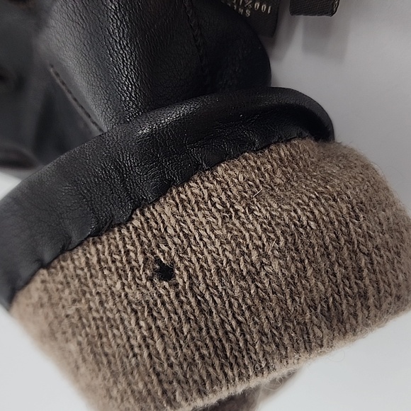 Coach Black Leather and Cashmere Gloves - Picture 8 of 8